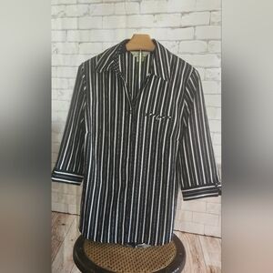 Alfani Black and White Striped Men's Shirt